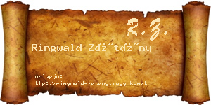 Ringwald Zétény névjegykártya